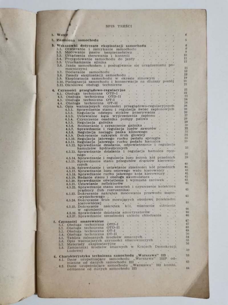 WARSZAWA 223 INSTRUKCJA OBSŁUGI SAMOCHODU 