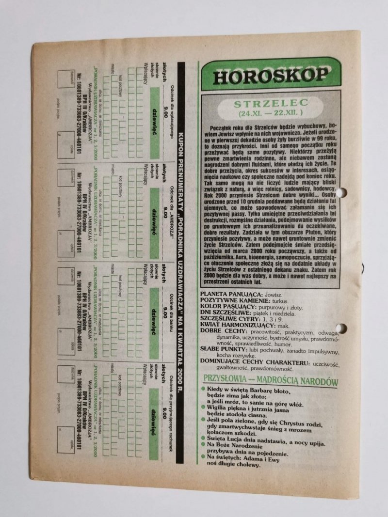 PORADNIK UZDRAWIACZA NR 12/85 GRUDZIEŃ 1999 r.