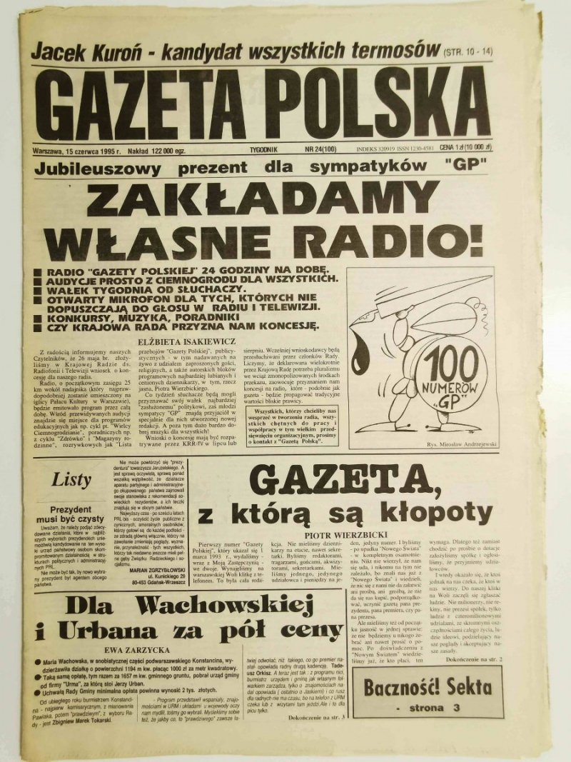 GAZETA POLSKA TYGODNIK NR 24 (100) 15 CZERWCA 1995 r.