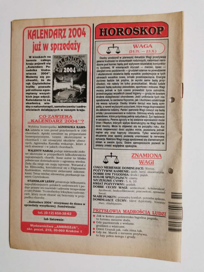 PORADNIK UZDRAWIACZA NR 10/131 PAŹDZIERNIK 2003 r.