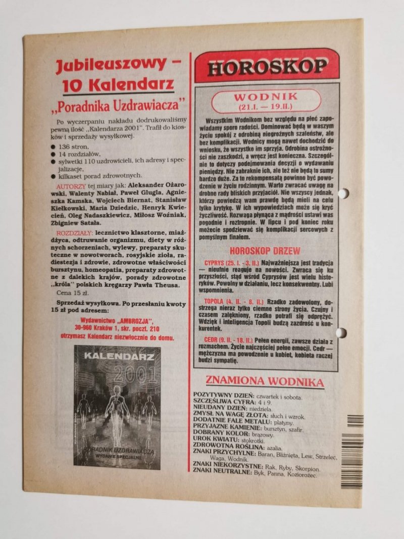 PORADNIK UZDRAWIACZA NR 2/99 LUTY 2001 r.