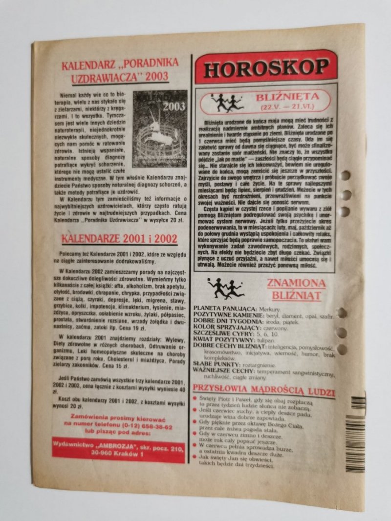 PORADNIK UZDRAWIACZA NR 6/127 CZERWIEC 2003 r.