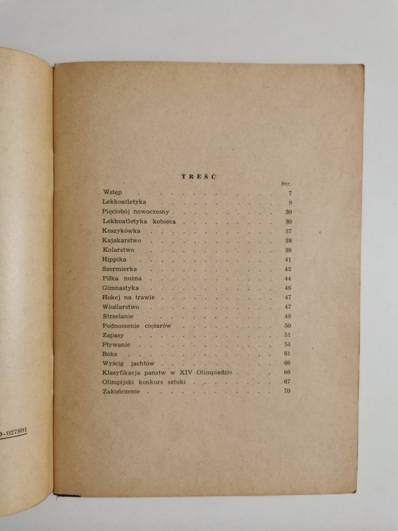 XIV OLIMPIADA LONDYN 1948 r. 