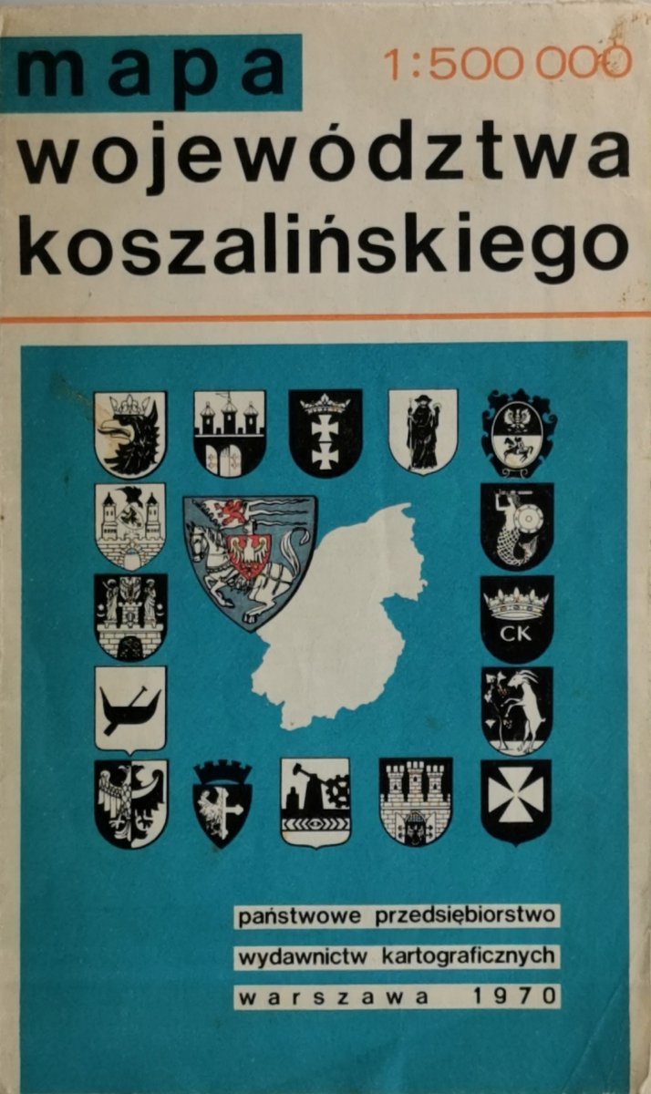 MAPA WOJEWÓDZTW KOSZALIŃSKIEGO 1:500 000 1970