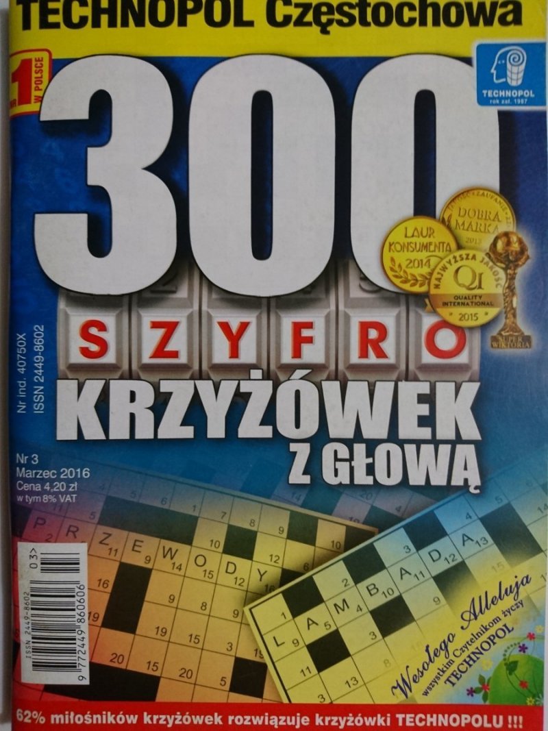 300 SZYFRO KRZYŻÓWEK Z GŁOWĄ 3-2016
