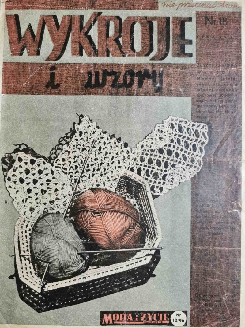 WYKROJE I WZORY NR 18 MODA I ŻYCIE NR 12/96
