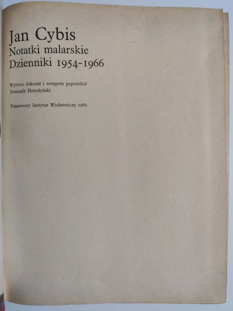 NOTATKI MALARSKIE DZIENNIKI 1954- 1966 - Jan Cybis
