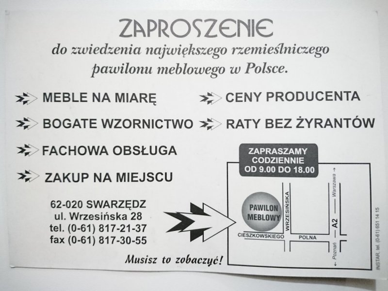 SWARZĘDZ. SALON MEBLOWY. PIĘĆ UJĘĆ
