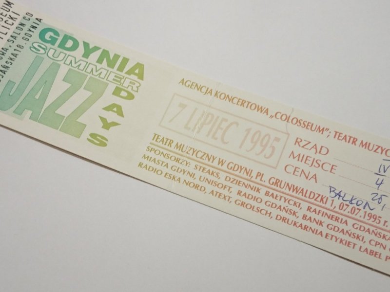 AGENCJA KONCERTOWA COLLOSEUM. BILET 7 LIPCA 1995