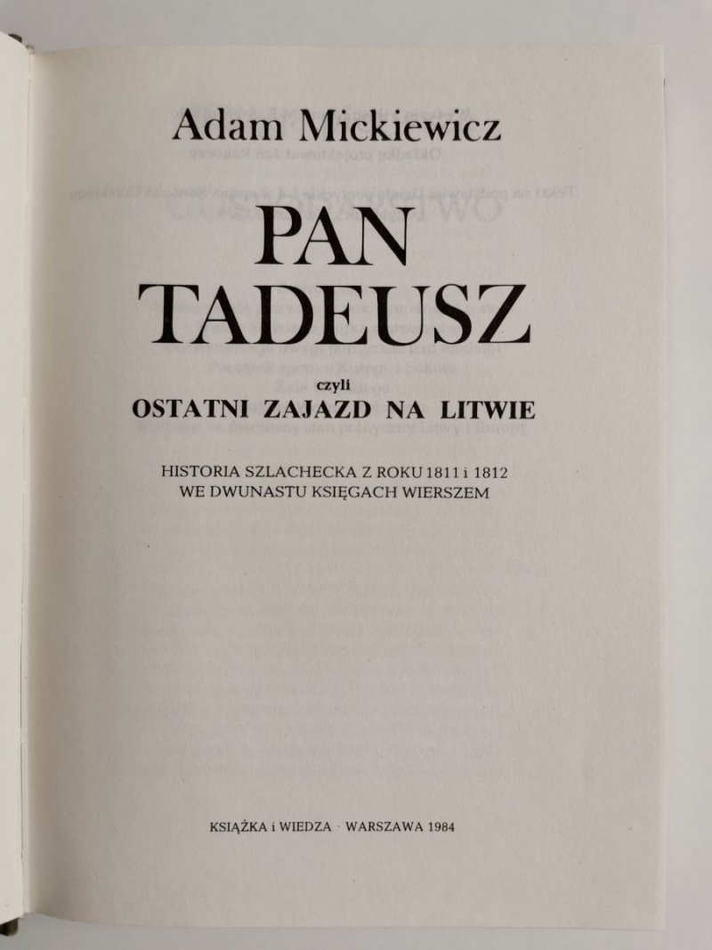 PAN TADEUSZ - Adam Mickiewicz 