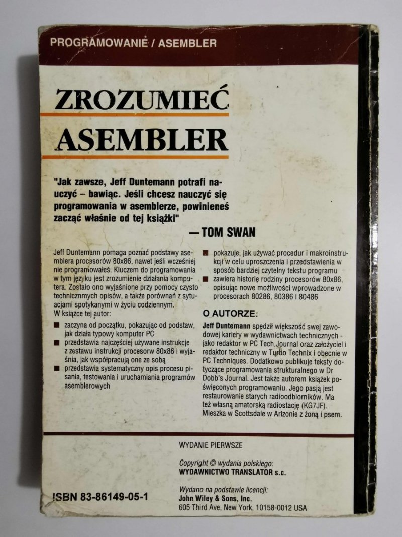 ZROZUMIEĆ ASEMBLER - Jeff Duntemann 1993