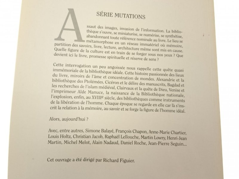 LA BIBLIOTHEQUE. MIROIR DE L'AME 1991