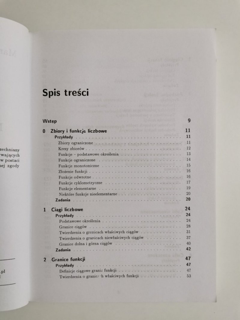 ANALIZA MATEMATYCZNA 1 PRZYKŁADY I ZADANIA - Marian Gewert 2003