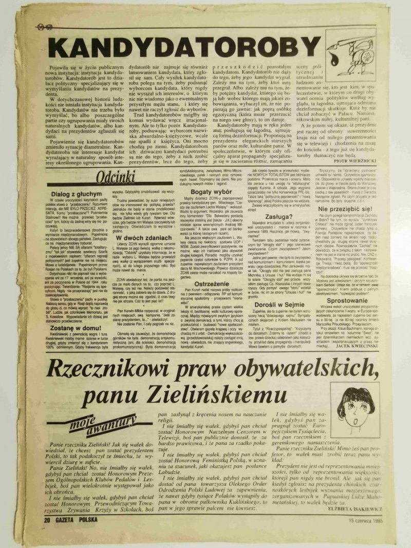 GAZETA POLSKA TYGODNIK NR 24 (100) 15 CZERWCA 1995 r.