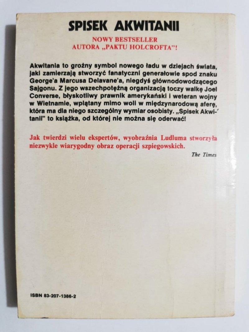 SPISEK AKWITANII TOM 1 - Robert Ludlum 1992