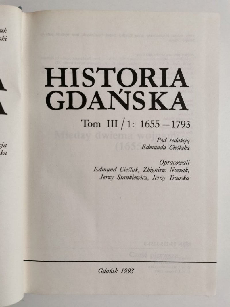 HISTORIA GDAŃSKA TOM III 1:1655-1793 