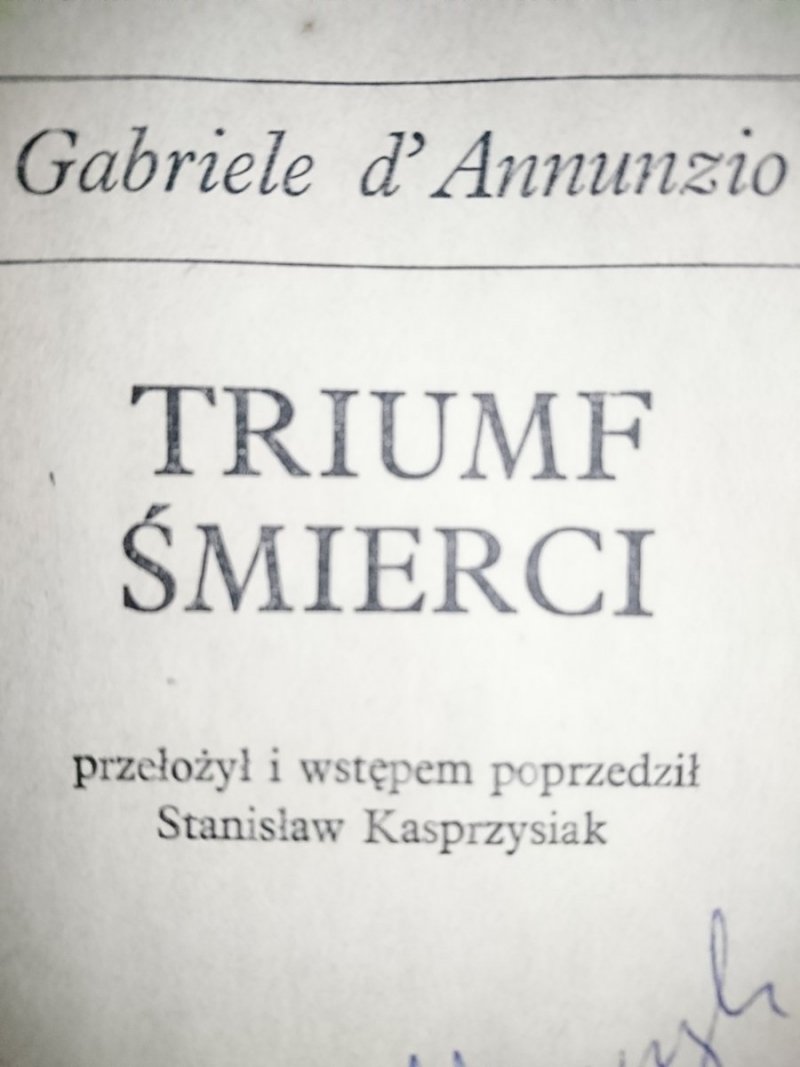 TRIUMF ŚMIERCI - Gabriele d' Annunzio 1976