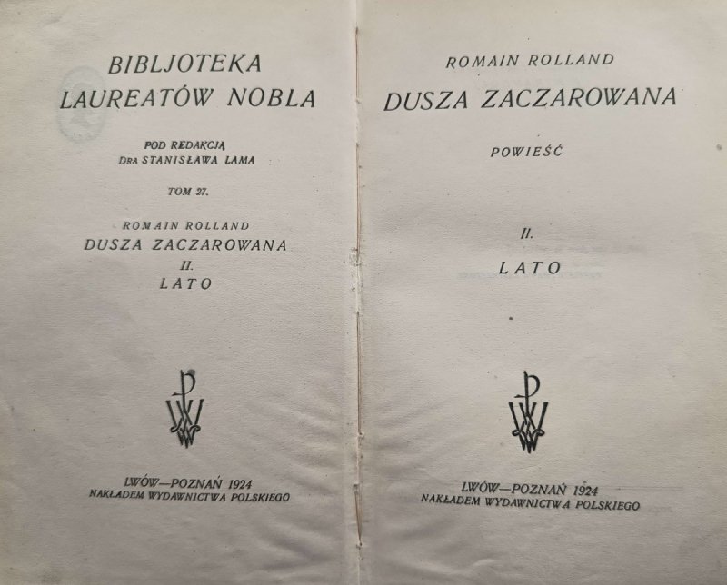 DUSZA ZACZAROWANA TOM II – 1924R - Romain Rolland