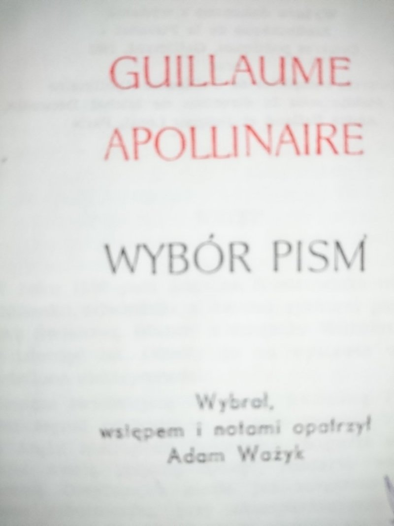 WYBÓR PISM - GUILLAUME APOLLINAIRE 1980
