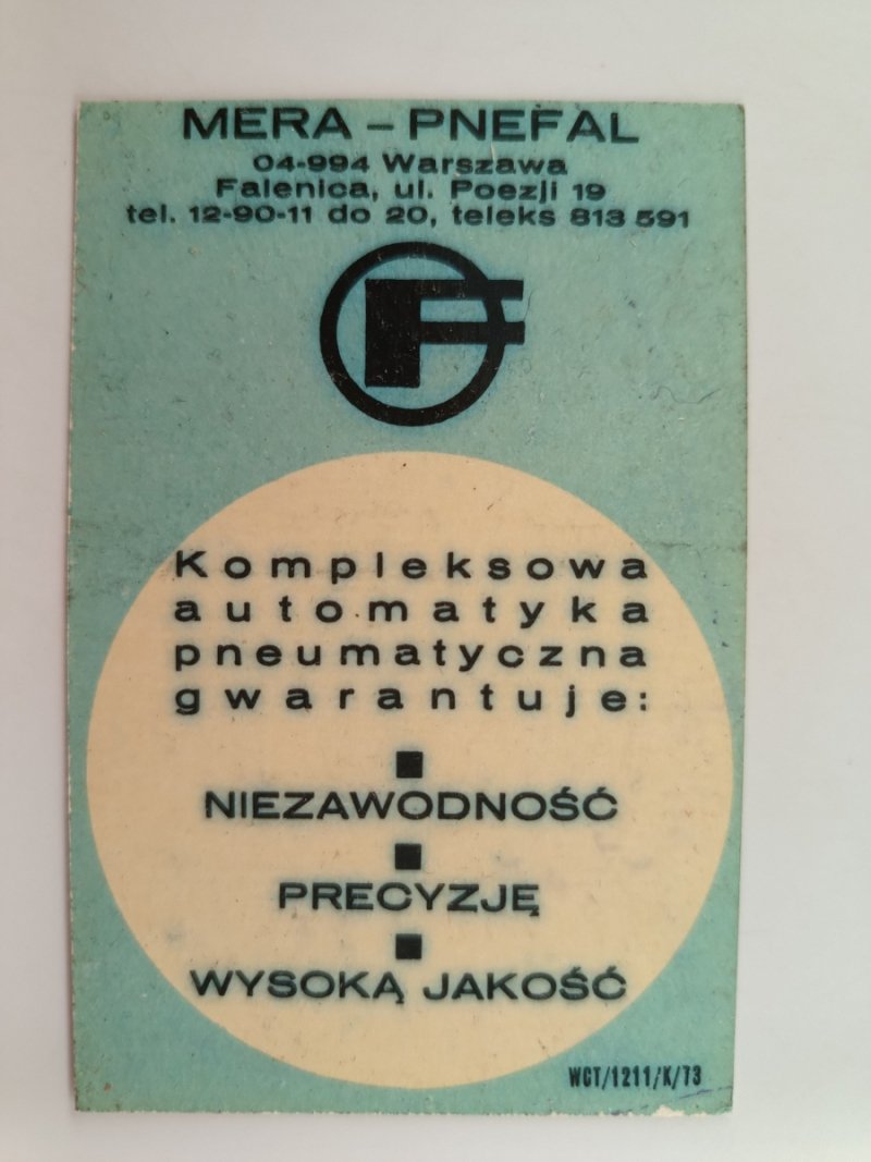 KALENDARZ 1974 MERA PNEFAL