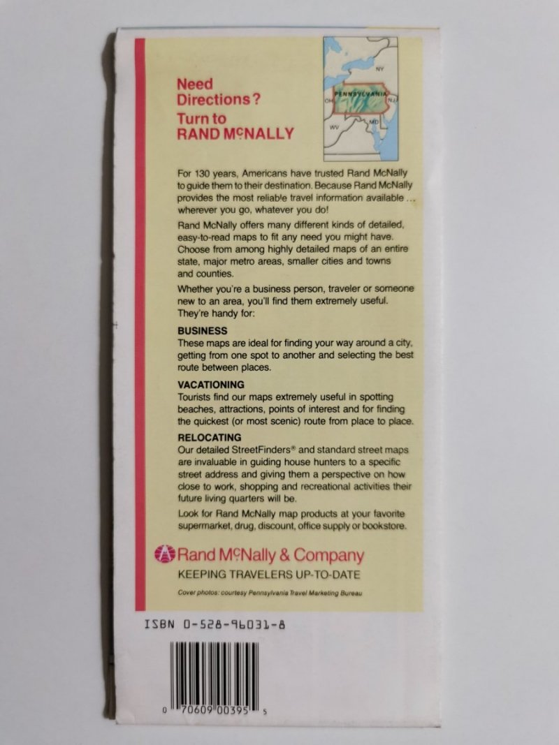 PENNSYLVANIA. RAND MCNALLY DELUXE EDITION 1991