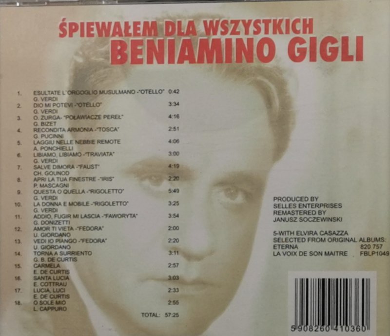 CD. ŚPIEWAŁEM DLA WSZYSTKICH BENIAMINO GIGLI