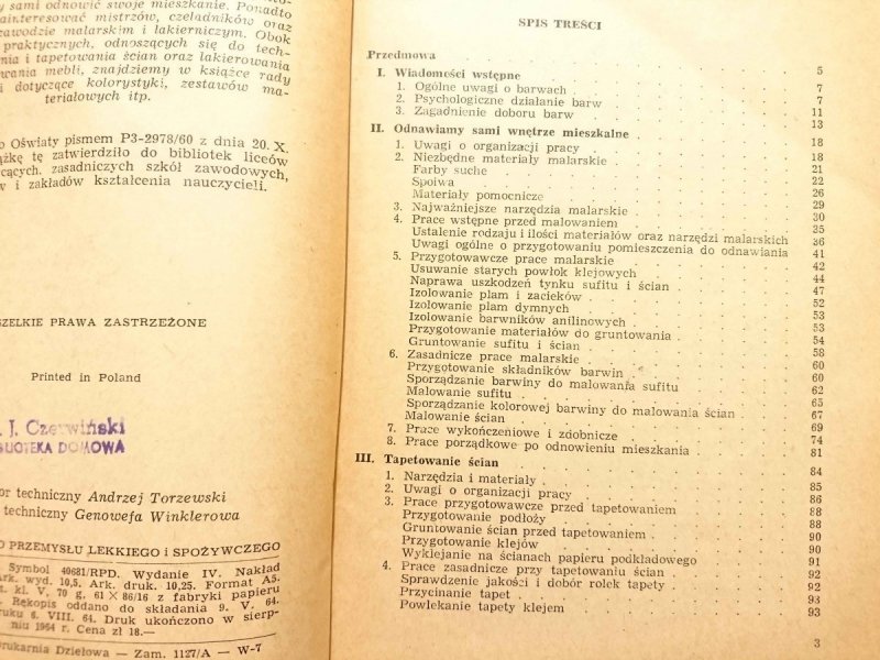 MALOWANIE MIESZKAŃ ODNAWIANIE MEBLI - Wanda Wojeńska 1964