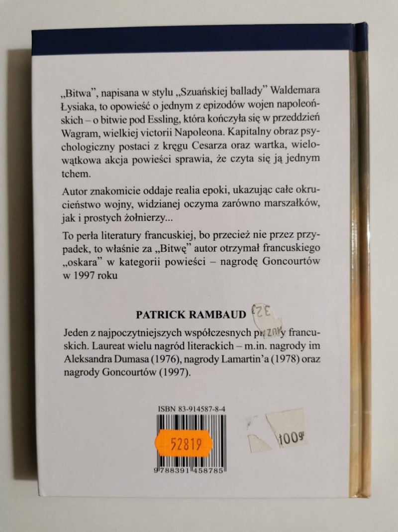 BITWA. NAGRODA GONCOURT 1997 - Patrick Ramboud 