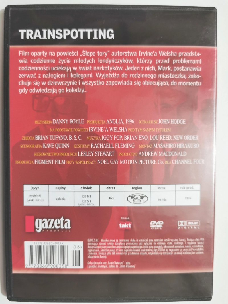 DVD. TRAINSPOTTING. REŻ. DANNY BOYLE