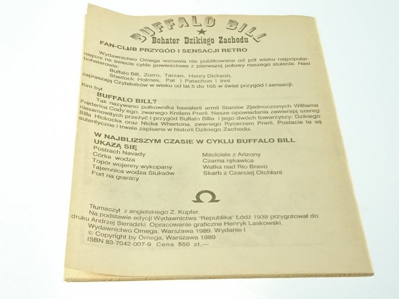 BUFFALO BILL. BOHATER DZIKIEGO ZACHODU. WALKA 1989