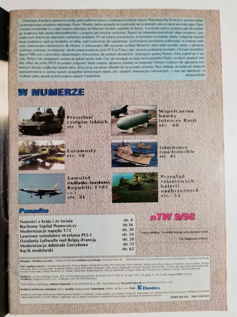 NOWA TECHNIKA WOJSKOWA NR 9/98