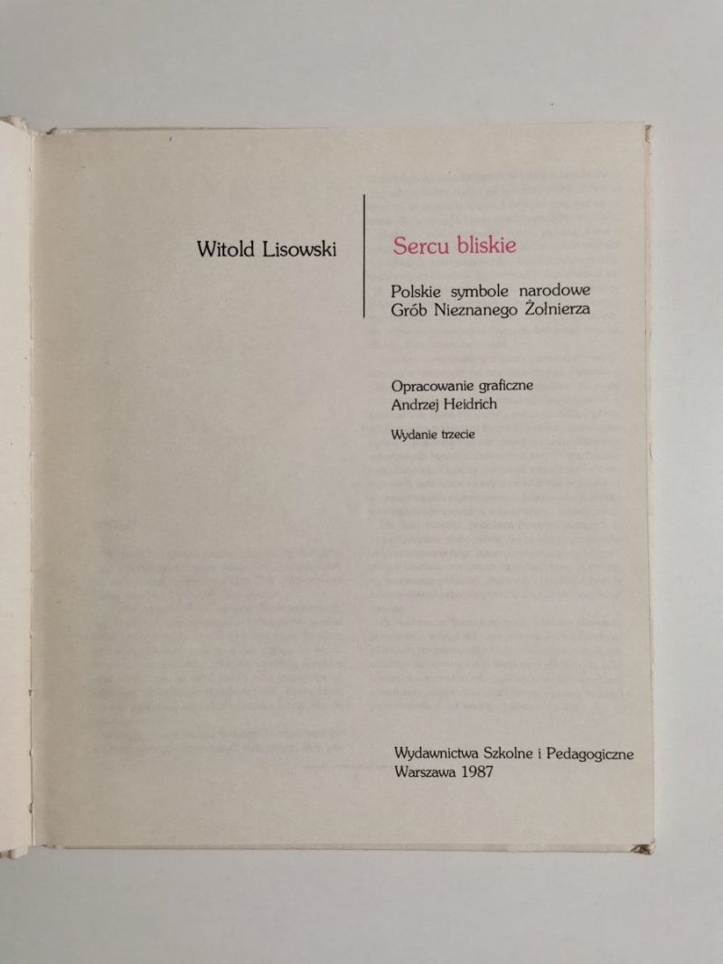 SERCU BLISKIE - Witold Lisowski 1987