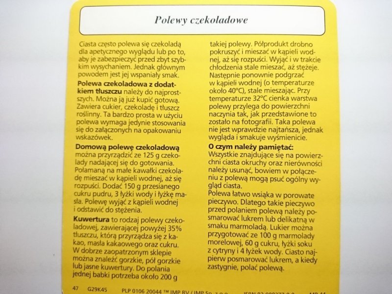 KARTA KULINARNA NR 45 POLEWY CZEKOLADOWE