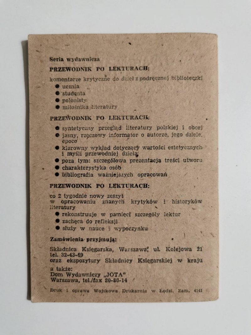 PRZEWODNIK PO LEKTURACH 20 POEZJE – CZESŁAW MIŁOSZ 1991