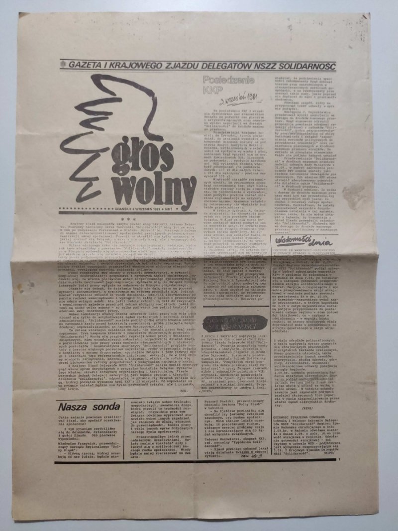 GŁOS WOLNY NR 1 – 04.09.1981