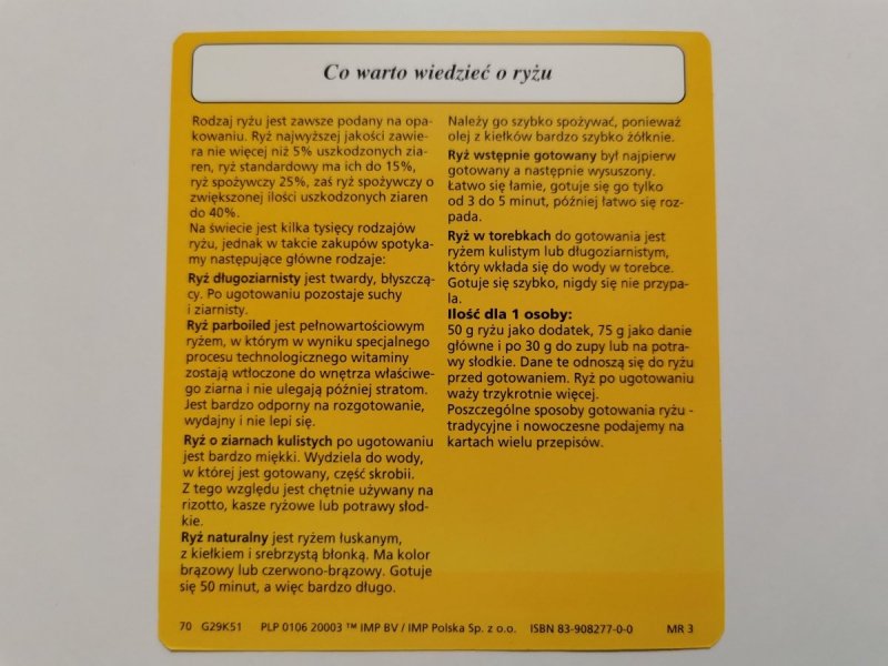 KARTA KULINARNA NR. 51 CO WARTO WIEDZIEĆ O RYŻU