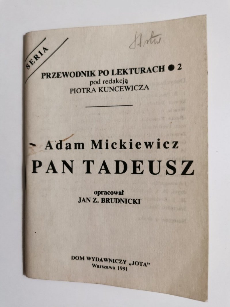 PRZEWODNIK PO LEKTURACH 2 PAN TADEUSZ – ADAM MICKIEWICZ 1991