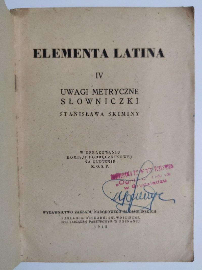 ELEMENTA LATINA IV – 1945R - S. Skiminy