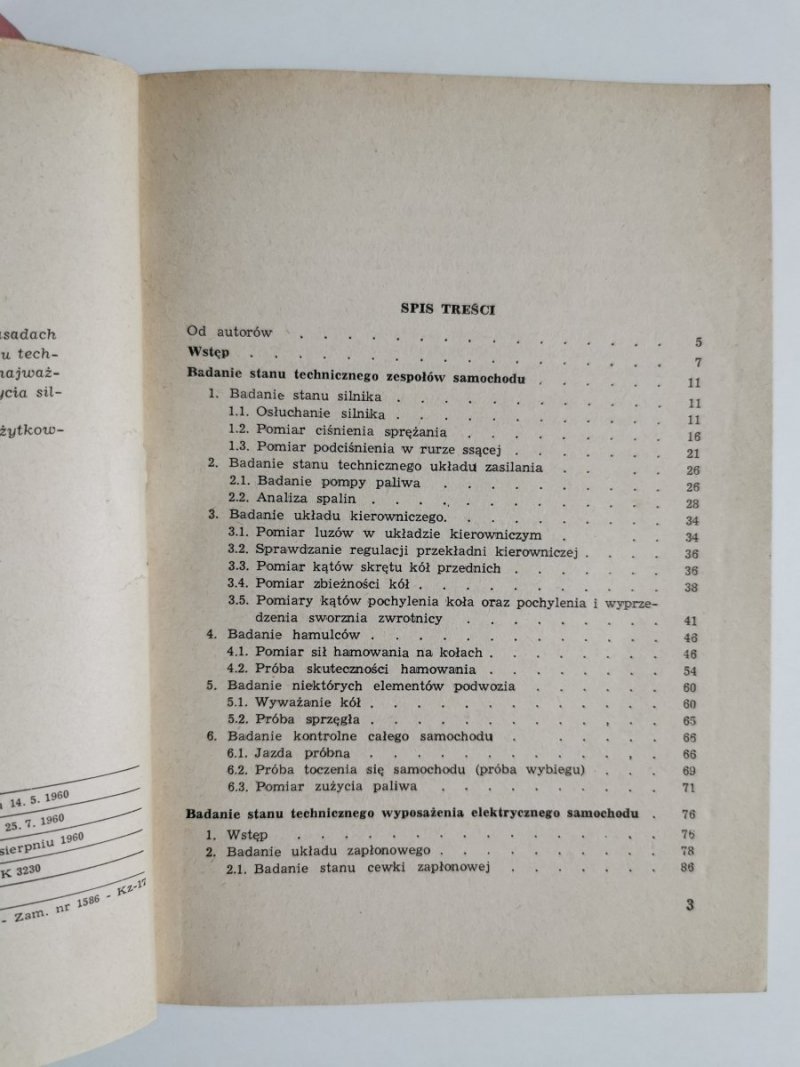 Badanie stanu technicznego samochodów - Sławomir Gołębiewski, J. Rudnicki 1960