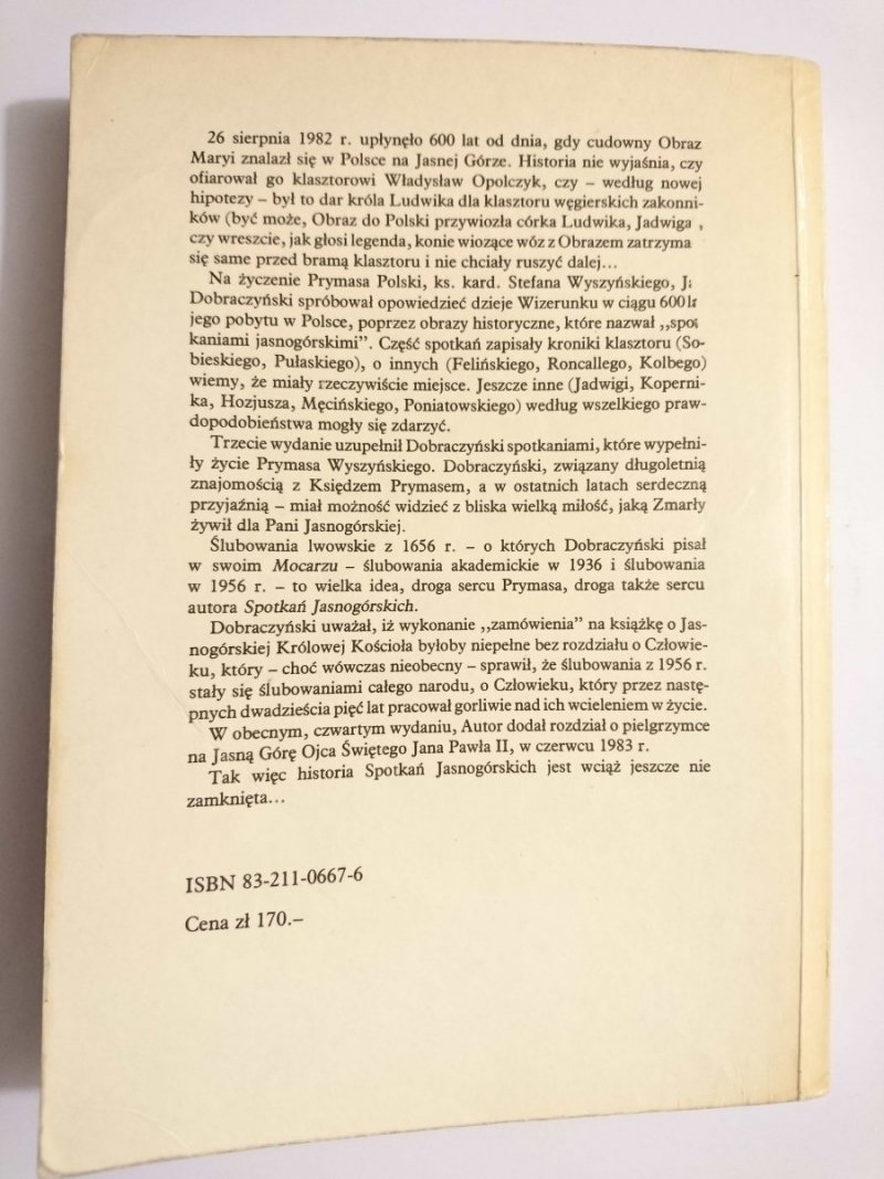 SPOTKANIA JASNOGÓRSKIE - Jan Dobraczyński 1984