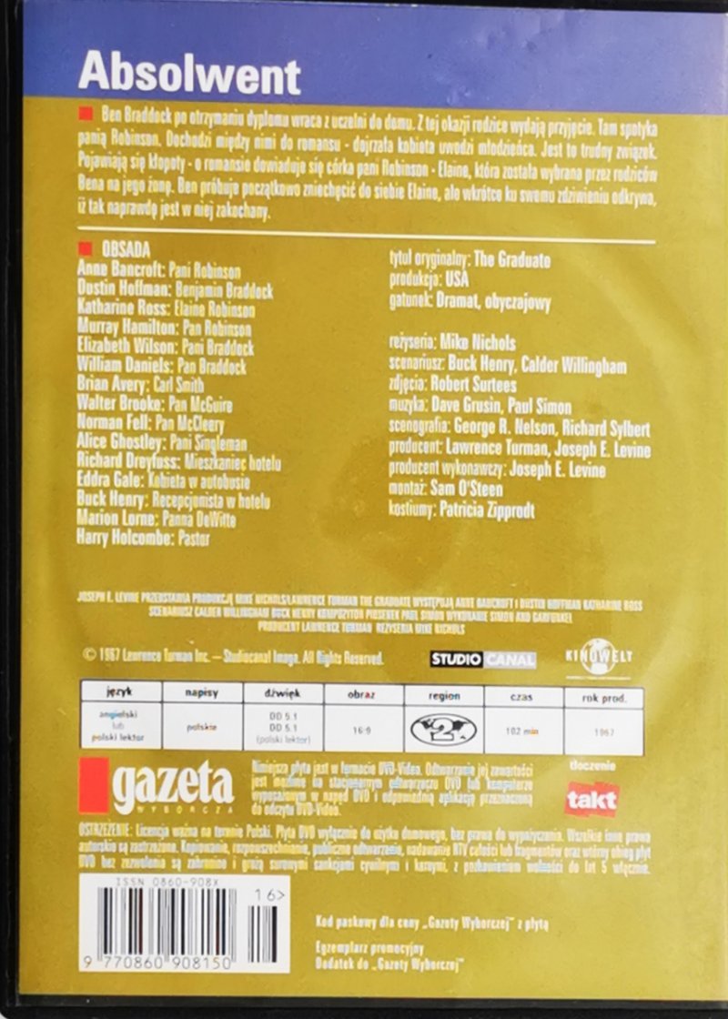 DVD. ABSOLWENT. HOFFMAN