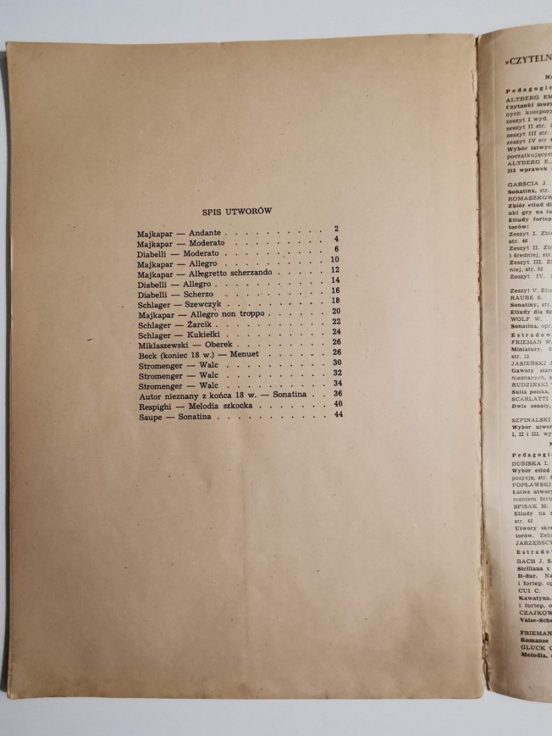 WYBÓR ŁATWYCH UTWORÓW FORTEPIANOWYCH NA CZTERY RĘCE ZESZYT 1 1951