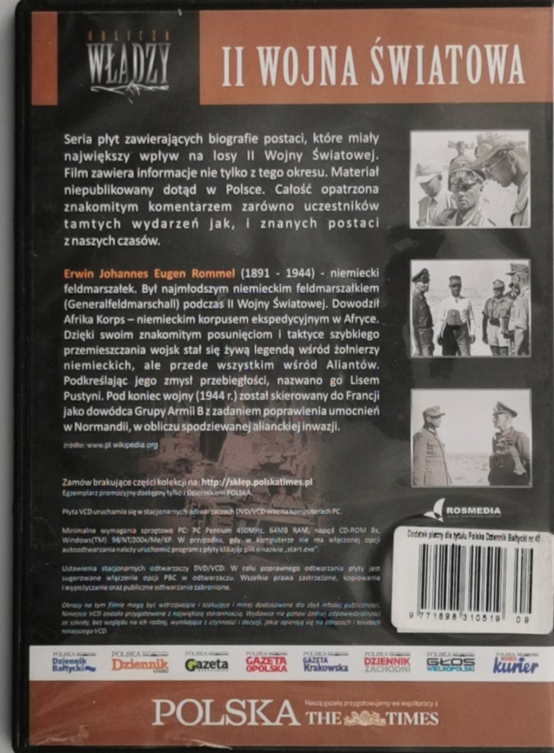 VCD. OBLICZE WŁADZY II WOJNA ŚWIATOWA ERWIN ROMMEL