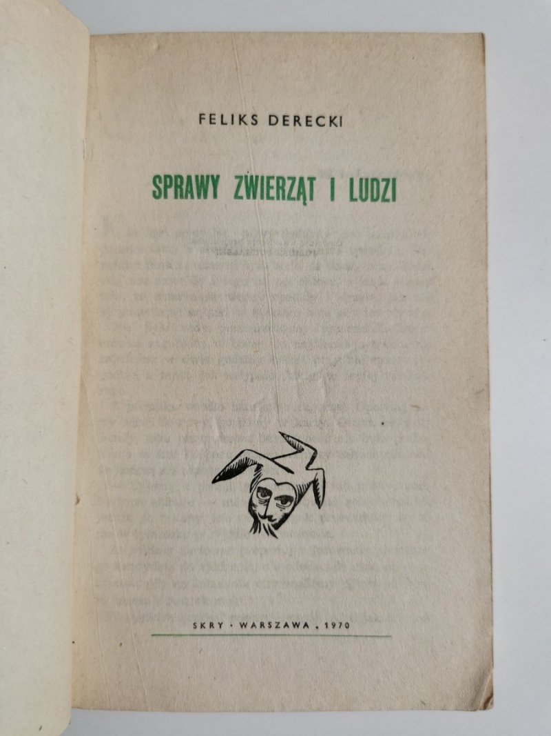 SPRAWY ZWIERZĄT I LUDZI - Feliks Derecki 1970
