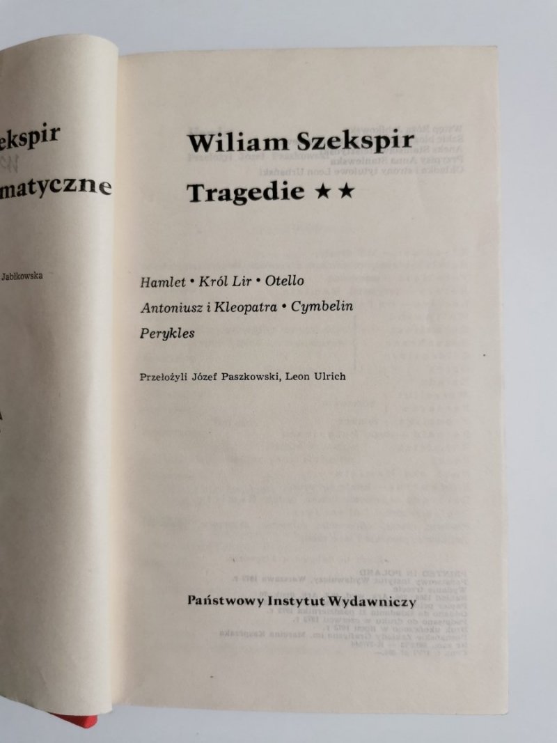 TRAGEDIE TOM II - William Szekspir 1973