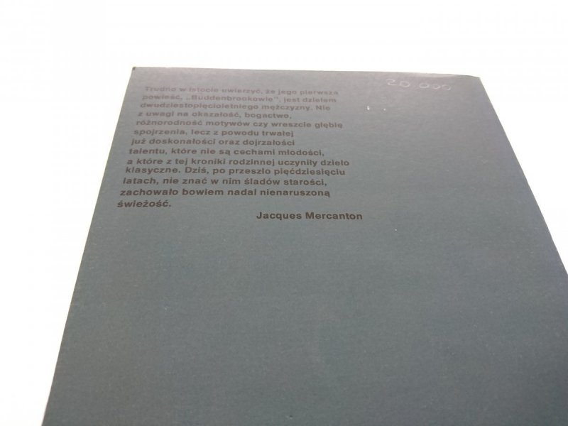 BUDDENBROOKOWIE TOM I - Tomasz Mann 1988