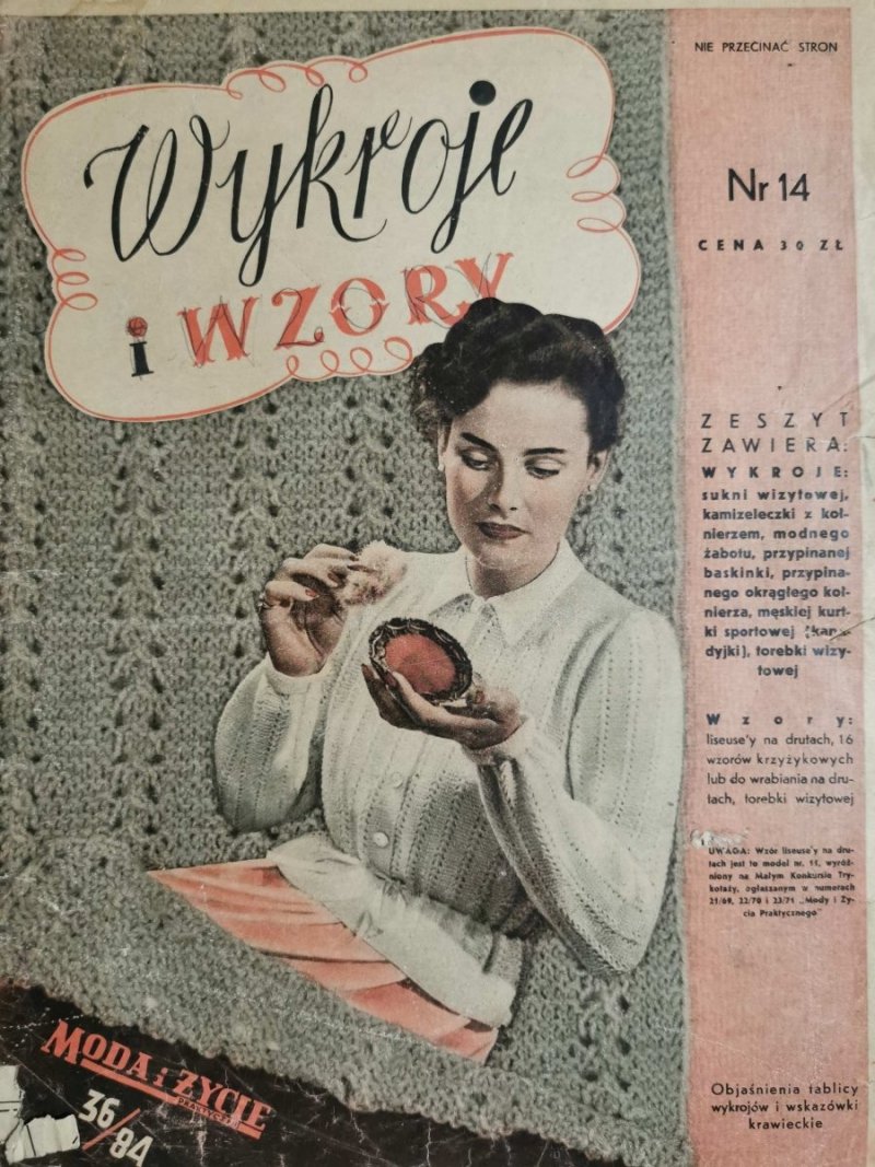 WYKROJE I WZORY NR 14 MODA I ŻYCIE NR 36/84
