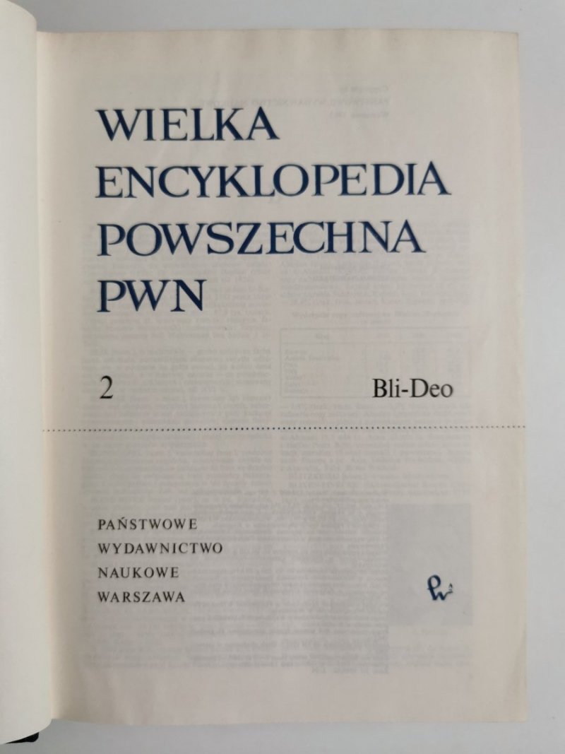 WIELKA ENCYKLOPEDIA POWSZECHNA PWN TOM 2 BLI-DEO 1963