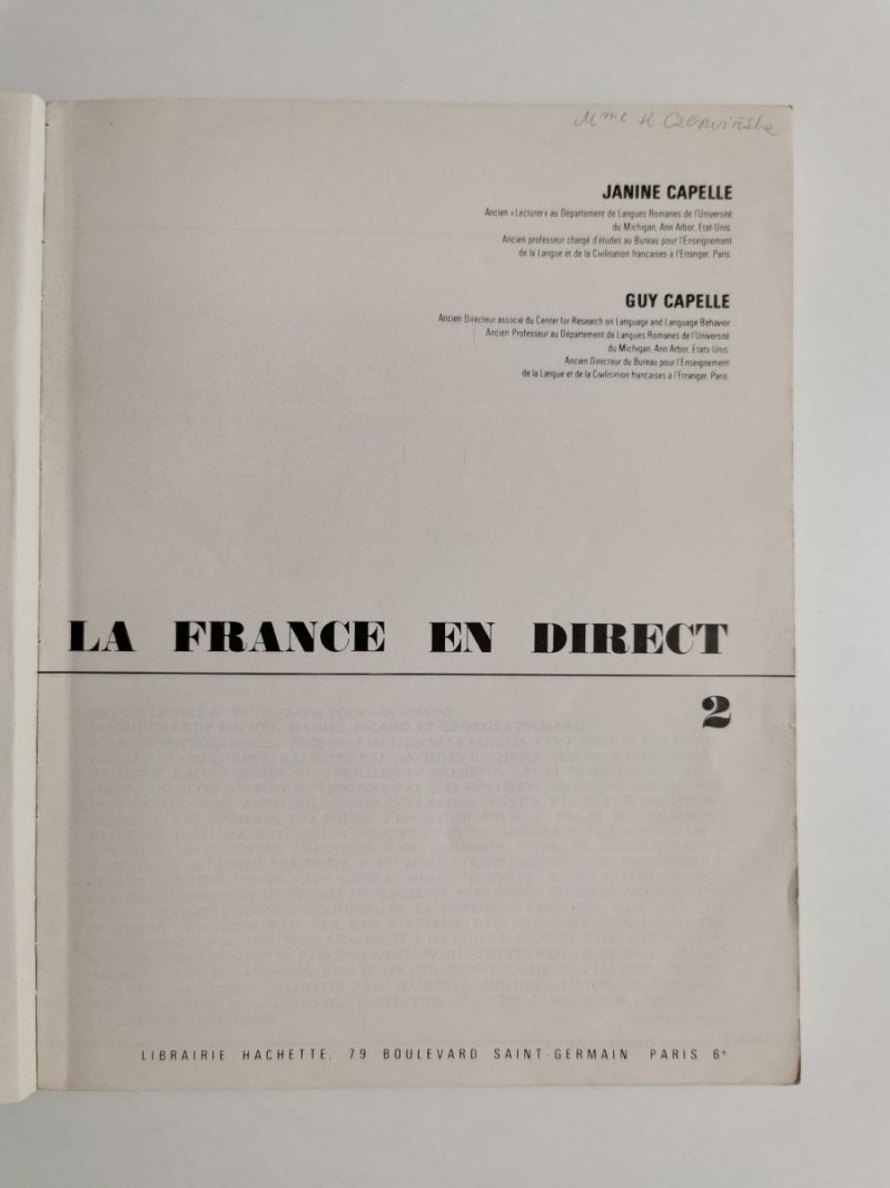 LA FRANCE EN DIRECT 2 - Janine Capelle 1970