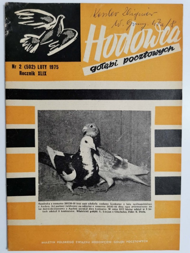 HODOWCA GOŁĘBI POCZTOWYCH NR 2 1975